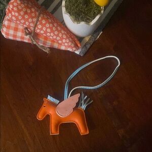 Vegan leather Orange/pink/blue Pegasus bag charm
